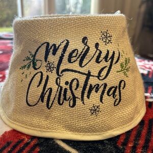 Beige Burlap Tree Collar (mini) - “Merry Christmas”